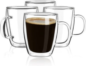 أكواب قهوة لاتيه زجاج شفاف