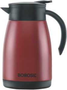 إبريق شاي من الستانلس ستيل معزول بتفريغ الهواء بوروسيل لون أحمر سعة 750 مل - افضل ترمس قهوة