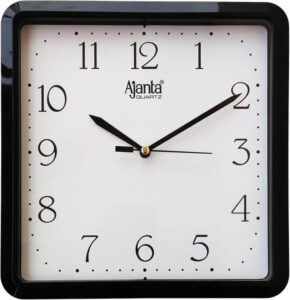 اجانتا ساعة حائط بلاستيكية بتصميم تجريدي 8.5 انش × 8.5 1.25 اسود تناظري