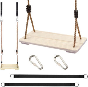 ارجوحة خشبية للاطفال من كينسبوري، مع حبل نايلون قابل للتعديل ومجموعة احزمة ارجوحة الشجرة