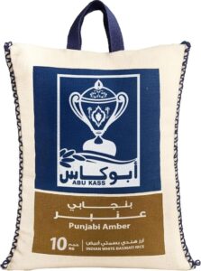 ارز بسمتي ابيض هندي من ابو كاس، 10 كجم - عبوة من قطعة واحدة - افضل ارز بسمتي