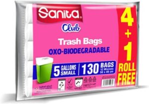 اكياس قمامة كلوب من سانيتا سعة 5 جالون، 130 كيس - افضل اكياس زباله