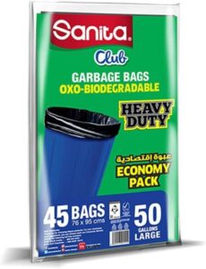اكياس قمامة كلوب من سانيتا سعة 50 جالون، 45 كيس - افضل اكياس زباله