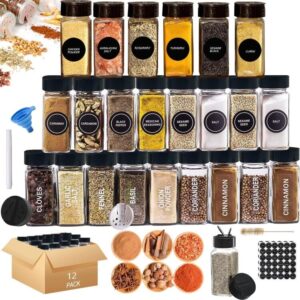 برطمان توابل مع ملصق من وينسويا حاوية زجاجية مربعة فارغة غطاء شاكر أسود