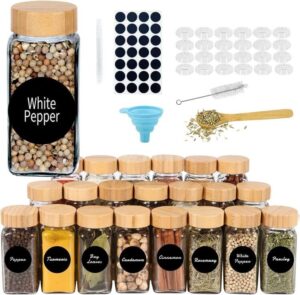 برطمانات توابل من ايوجيلي مع ملصقات زجاجية 4 اونصة اغطية 24 قطعة - افضل علب بهارات