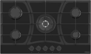 بوتاجاز مدمج بخمس شعلات مع حامل عريض من الحديد المصبوب من ستار واي، مقاس 87 × 52 سم - افضل افران غاز سطحيه