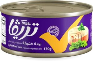 تريفا تونة خفيفة، شرائح في زيت نباتي، 170غ تونة تريفا معلبة غنية بالبروتين - افضل نوع تونة معلبة