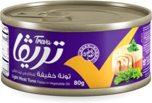 تريفا تونة خفيفة، شرائح في زيت نباتي، 80غ تونة تريفا معلبة غنية بالبروتين