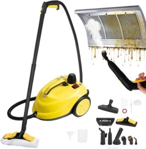 جهاز تنظيف بالبخار سهل التثبيت من شاربدو، بقدرة 2000 واط بضغط بخار 5 بار، جهاز متعدد الوظائف بضغط عالي الحرارة مع 18 ملحق، للنوافذ والأرضيات والحمام (رمادي) (أصفر) (أفضل مكنسة بخار)