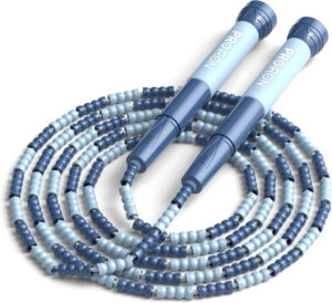 حبل قفز ناعم مطرز بالخرز قابل للتعديل - حبل قفز مقسم مجاني للياقة البدنية