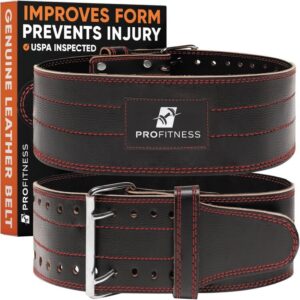 حزام رفع الاثقال (سمك 5 ملم) - حزام رفع الاثقال الجلدي للنساء والرجال من ProFitness - أفضل حزام رفع الأثقال