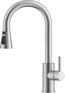 خلاط صنبور مطبخ مع بخاخ سحب لأسفل لون براشد نيكل، صنبور حوض بـ 3 أوضاع للمياه من دايون، 247BN - افضل حنفية للمطبخ