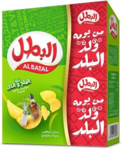 رقائق بطاطس بنكهة الملح والخل من البطل، 12 × 23 جرام - احسن شيبس