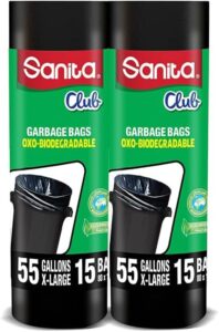 سانيتا كلوب أكياس النفاية القابلة للتحلل، 55 غالون، 30 كيس - افضل اكياس زباله