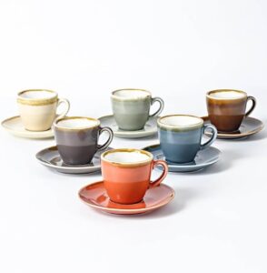 شور اكواب قهوة عربية وشاي اسود من السيراميك مكونة 6 قطع موكا