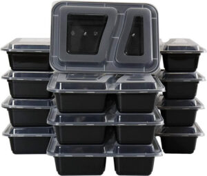 صندوق بينتو بقسمين واغطية لحفظ ماكولات الغداء بشكل قابل للتكديس خال منمن البيادر BPA