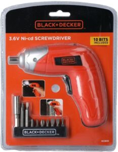 طقم مفك براغي لاسلكي يعمل ببطارية ليثيوم ايون 3.6 فولت، من بلاك اند ديكر 10 قطع موديل KC3610-B5