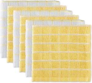 طقم مناشف اطباق زجاجية اساسية من مجموعة تيري دي اي مقاس 12 × انش بلون اصفر 6 قطع