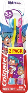 فرشاة اسنان للاطفال الصغار من كولجيت، 3-5 سنوات، عبوة من قطعتين