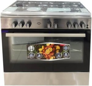 فرن غاز اوسكار (تركي) 5 عيون 60×90 استيل جوانب سلفر امان كامل F95ZGWHM-OSC01(COOK) - افضل فرن غاز صناعة تركية