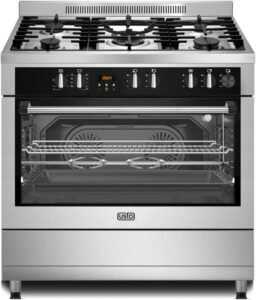 فرن غاز تركي من الفولاذ احترافي 60 × 90 سم بـ 5 شعلات حديد ثقيل من اوستو - ASF9502SGWBB-SMF01 - أفضل فرن غاز تركي