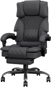 كرسي مكتب مريح مع مسند قدم ومسند ذراع للبالغين من PZDO، طويل مصنوع من القماش للمنزل - افضل كرسي مكتب