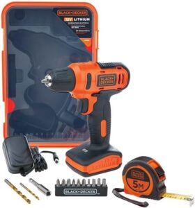 مثقاب كهربائي لاسلكي 12 فولت من بلاك اند ديكر مع 13 قطعة لقمة في صندوق،900 دورة في الدقيقة، ACLD12-B5 - افضل مفك كهربائي لاسلكي