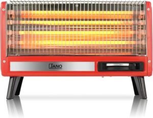 مدفأة كهربائية 2400 واط مع 4 عناصر تسخين كوارتز من جانو، أحمر، JN07004 - افضل دفايه كهرباء