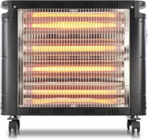 مدفأة كهربائية 2400 واط من جانو مع عجلات، 6 عناصر تسخين كوارتز JN07005 - احسن دفايات كهربائية