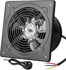 مروحة شفط معدن بقطر 25.4 سم 100 واط، بتدفق هواء 328 لترالثانية، تركيب عبر الجدار لتهوية الدخان للمطبخ، والحمام