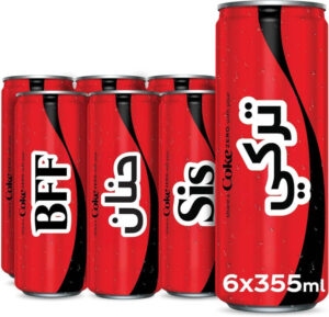 مشروب غازي بدون سعرات حرارية من كوكا كولا، علبة 355 مل، 6 قطع