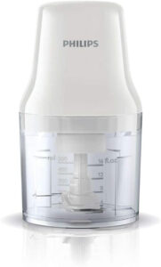 مفرمة فيليبس - 450 واط، وعاء بلاستيكي 0.7 لتر، شفرتين، ابيض - HR139301 - افضل فرامة بصل كهربائيه