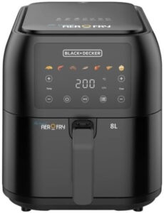 مقلاة هوائية رقمية من بلاك اند ديكر، 1700 واط، سعة 8 لتر بحجم عائلي SAF80-B5