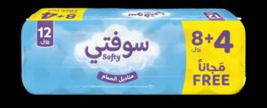 مناديل تواليت سوفتي من طبقتين، 12 لفة × 200 ورقة