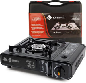 موقد غاز محمول من السيراميك للتخييم والطبخ في الهواء الطلق مع شنطة حمل متضمنة، (CE-6800)