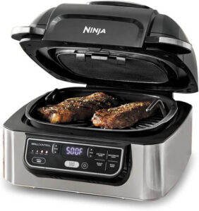 نينجا فودي 5 في 1، شواية كهربائية داخلية على سطح الطاولة مع مقلاة هواء بسعة 4 لتر 1760 واط AG301ME - احسن شواية كهربائية